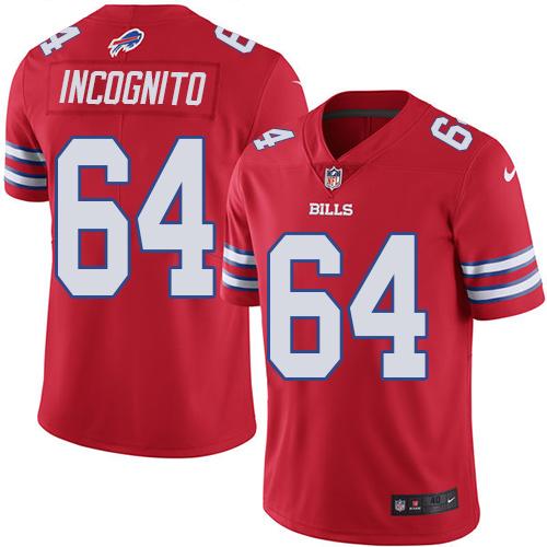 Nike Bills #64 Richie Incognito Red Men's Stitched NFL Elite Rush Jersey - Click Image to Close